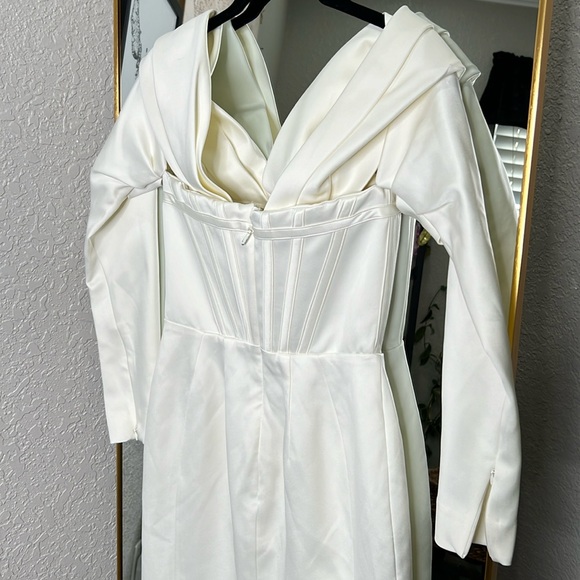 RARE House of CB ‘Arista’ Satin Corset Mini Dress Ivory - Picture 10 of 12